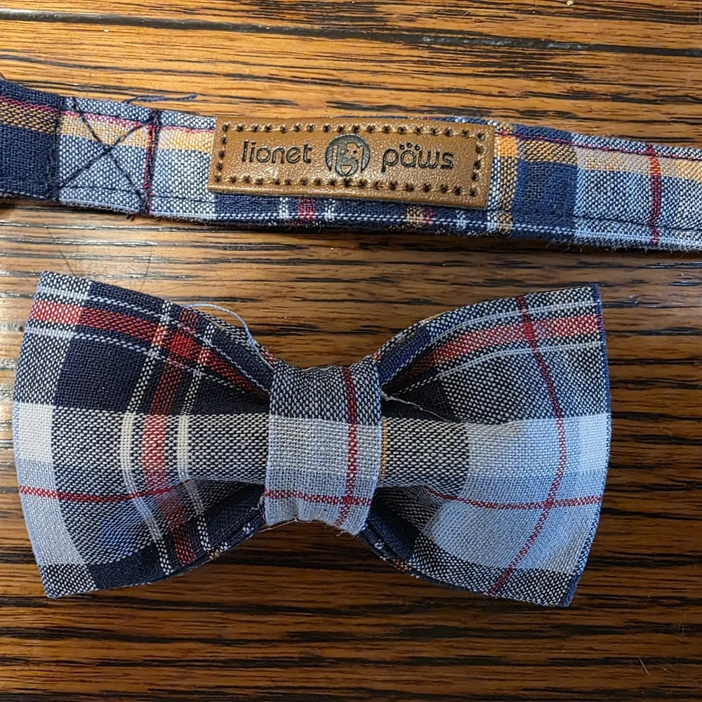 Plaid Bow Tie Collar Sets for Medium or Large Dogs (2 available)